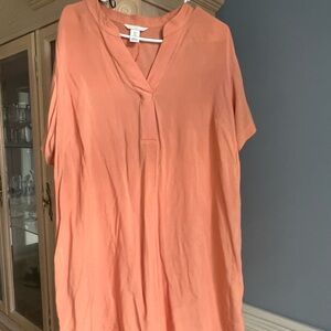 Peach V-Neck Women's Dress